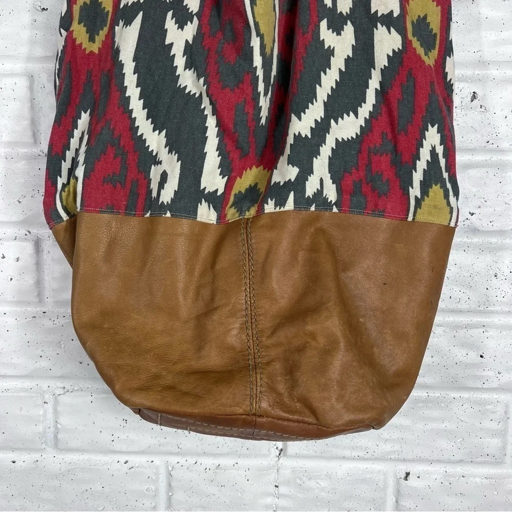 Slouchy Hobo tote bag | Leather & Aztec Print